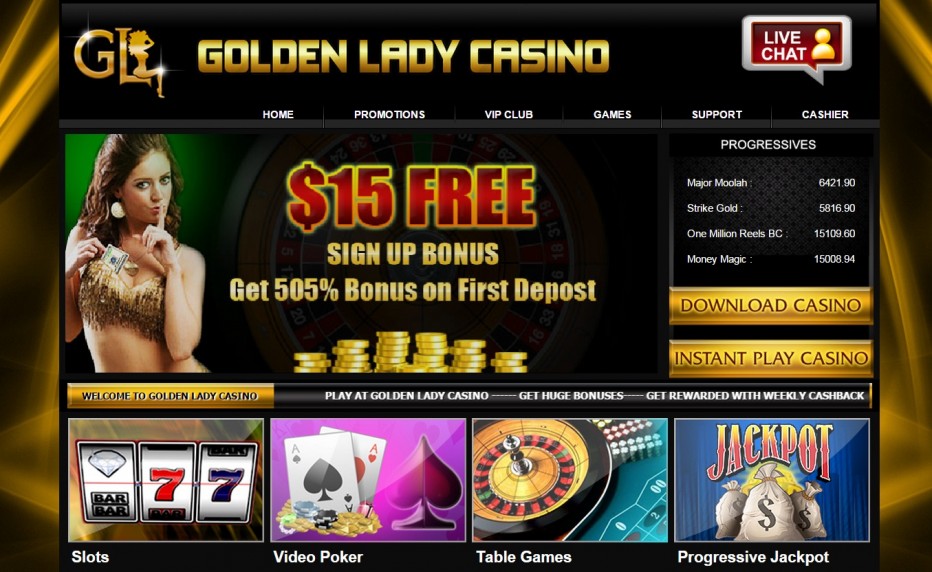 Бонус 15$ без депозита от Golden Lady Casino