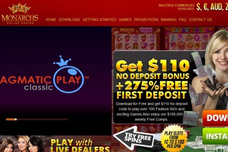 Бездепозитный бонус 110$ Monarchs Casino
