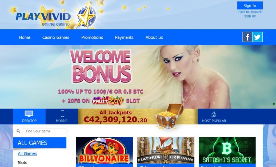 20 бесплатных вращений VIVID Casino