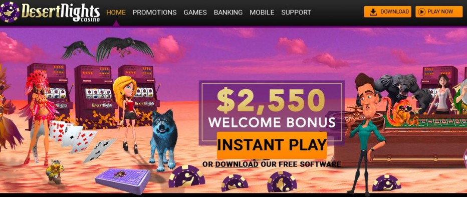 Бездепозитный бонус $13 Desert Nights Rival Casino