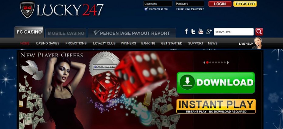 Бездепозитный бонус $7.77 Lucky247 Casino