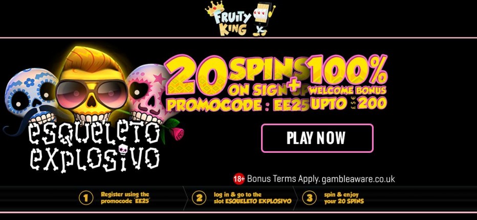 20 бесплатных вращений Fruity King Casino