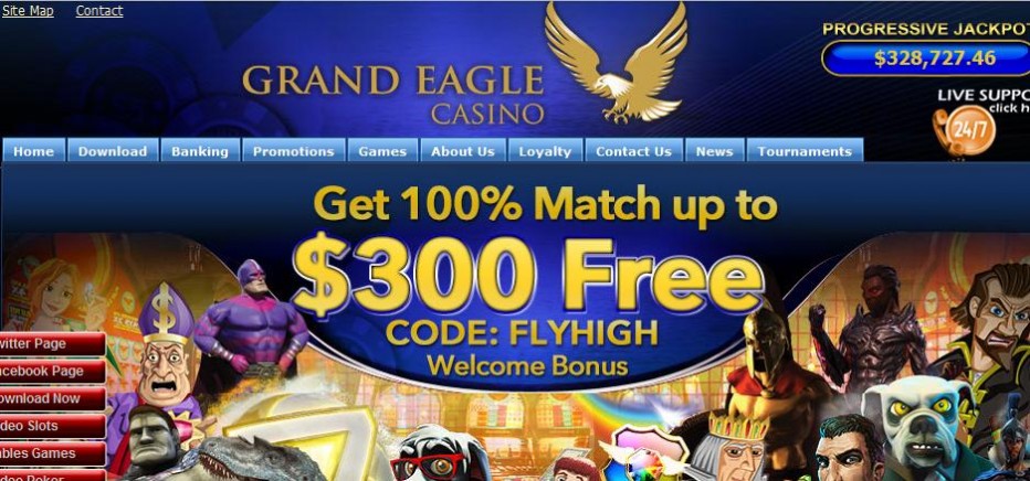 10 бесплатных вращений Grand Eagle Casino