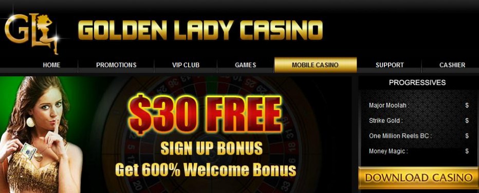 Бездепозитный бонус $30 Golden Lady Casino