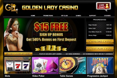Бонус 15$ без депозита от Golden Lady Casino