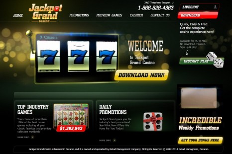 20 $ + 10 бесплатных вращений для новых игроков в казино Jackpot Grand