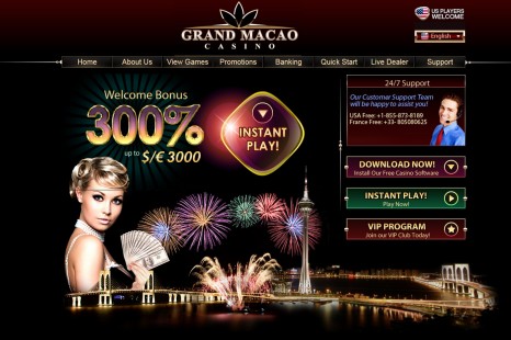 Бонус 20$ без необходимости внесеня депозита от Grand Macao Casino
