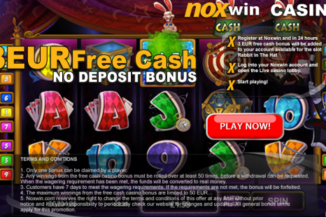 Бездепозитный бонус 3€ Noxwin Casino на слот Rabbit In The Hat