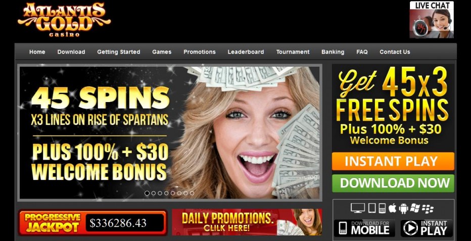 45 бесплатных вращений Atlantis Gold Casino