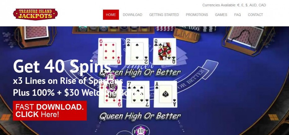 40 бесплатных вращений Treasure Island Jackpots Casino