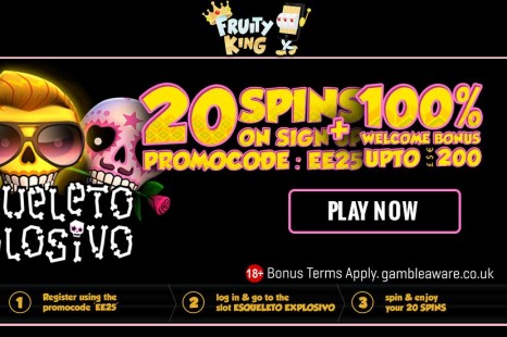 20 бесплатных вращений Fruity King Casino