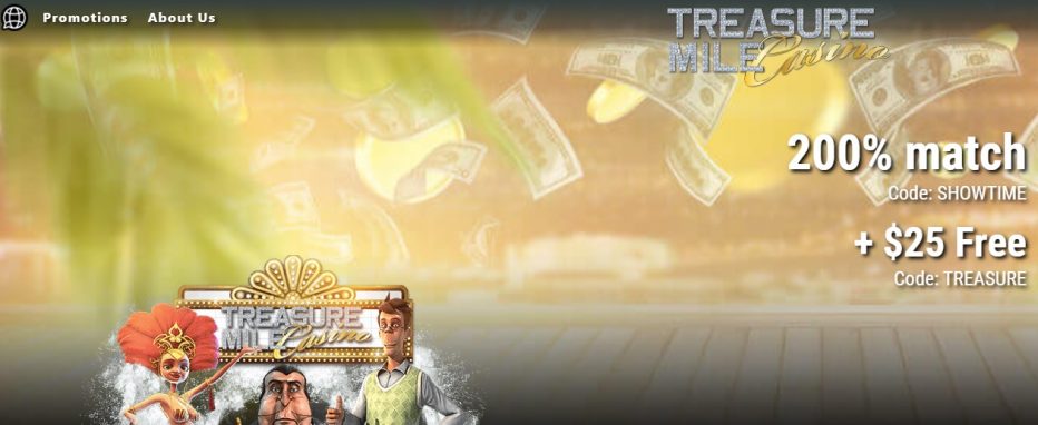 Бездепозитный бонус 25$ от казино Treasure Mile