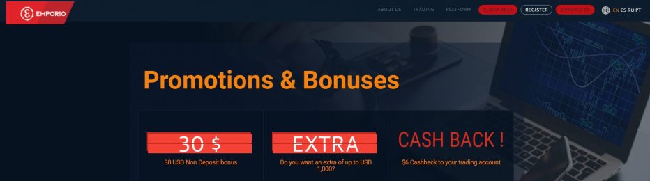 Бездепозитный форекс бонус $30 Emporio Trading