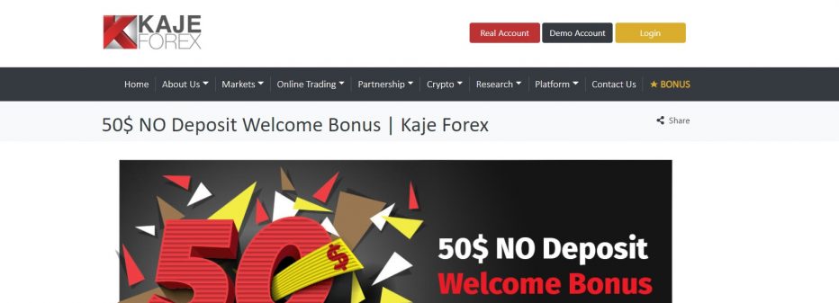 Бездепозитный форекс бонус $50 Kaje Forex